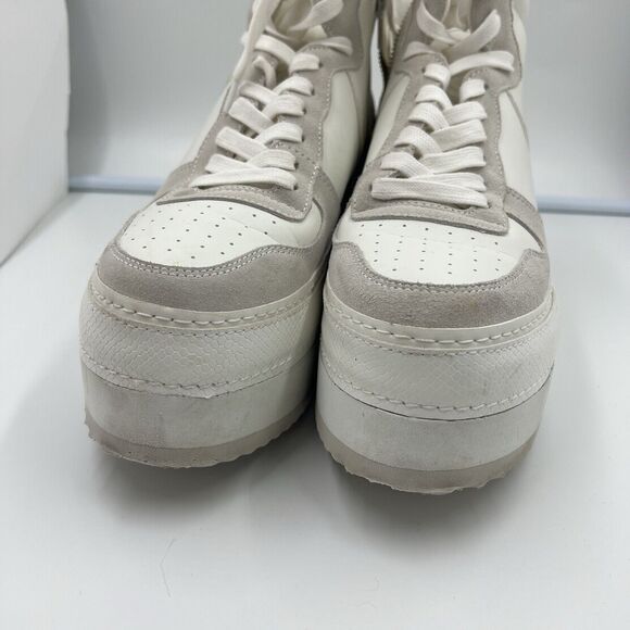 STEVE MADDEN Brodiee Platform Sneaker in Tan White Leather Woman’s Size 9.5 - Picture 5 of 9